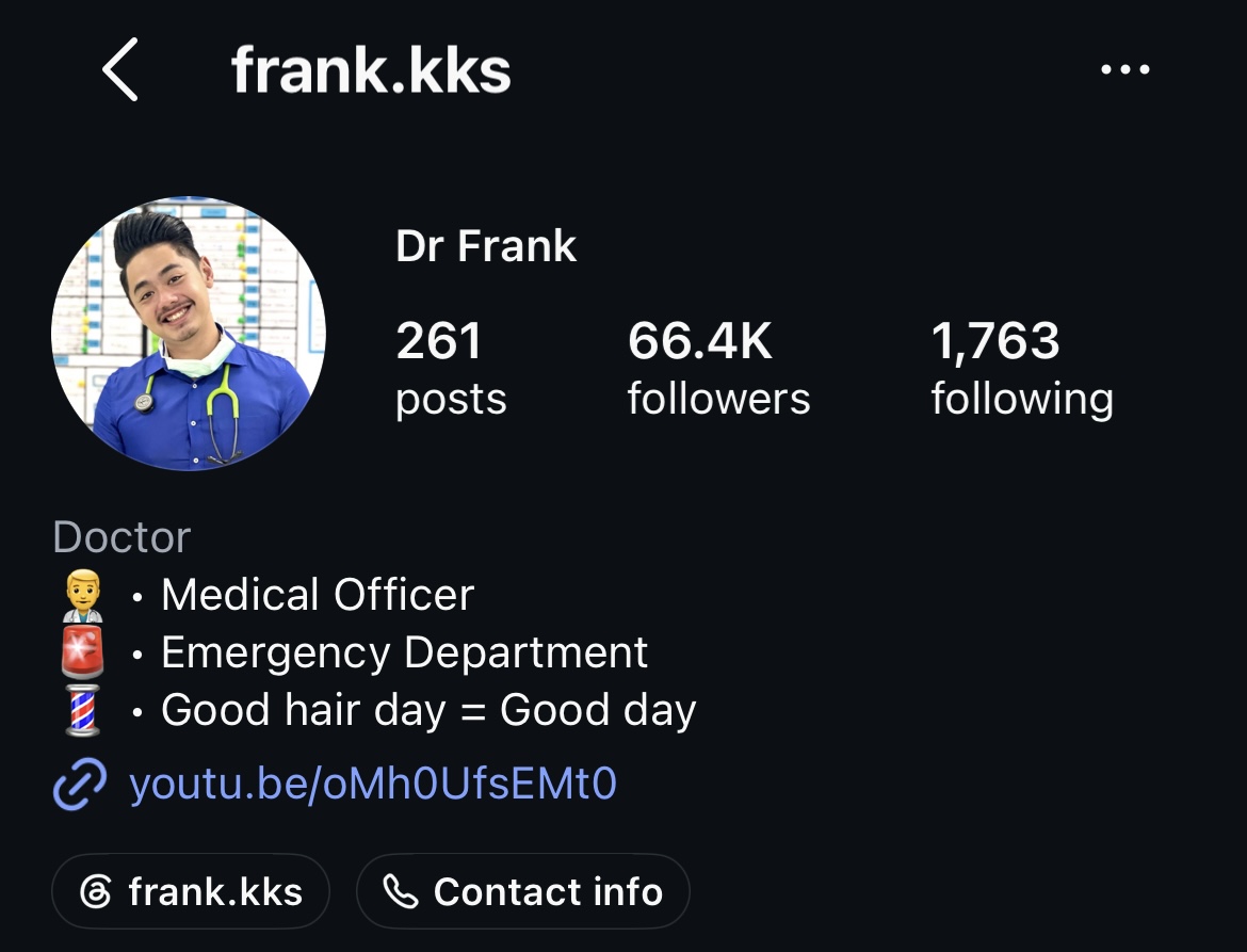 Doctor Instagram profile example